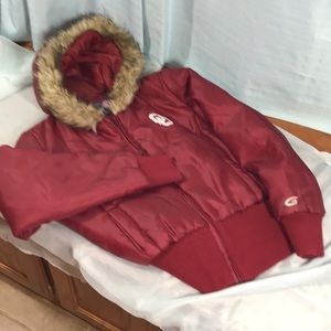 Vintage OU fur lined hooded jacket.